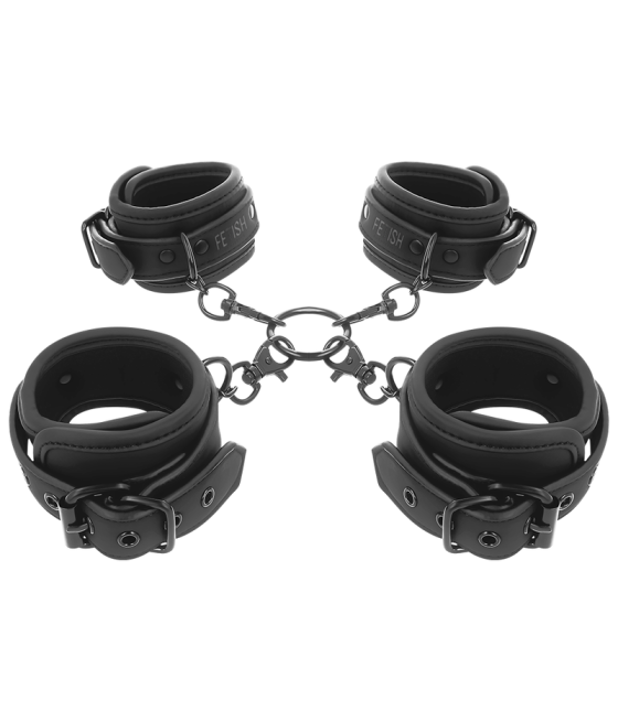 FETISH SUBMISSIVE - SET OF HAND AND ANKLE HANDCUFFS WITH NOPRENE LINING