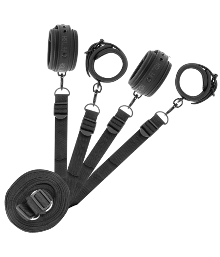 FETISH SUBMISSIVE - SET DI MANETTE E CRAVATTE CON FODERA IN NOPRENE