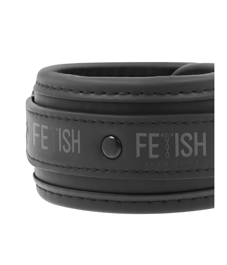 FETISH SUBMISSIVE - COLLANA E MANETTE IN PELLE VEGANA CON FODERA IN NOPRENE