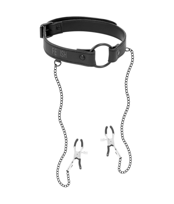 FETISH SUBMISSIVE - ANEL DE GAG COM GRAMPOS DE BICO