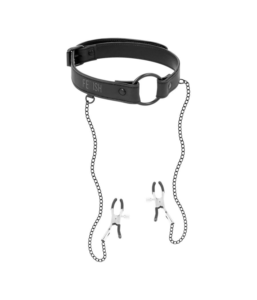 FETISH SUBMISSIVE - KNEBELRING MIT NIPPELKLEMMEN