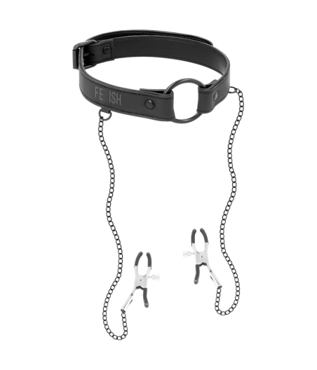 FETISH SUBMISSIVE - KNEBELRING MIT NIPPELKLEMMEN