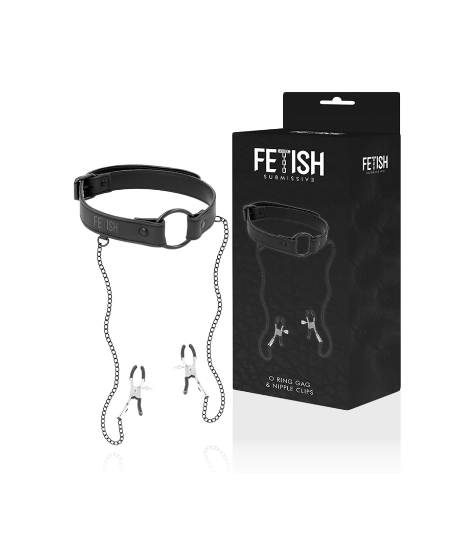 FETISH SUBMISSIVE - ANEL DE GAG COM GRAMPOS DE BICO