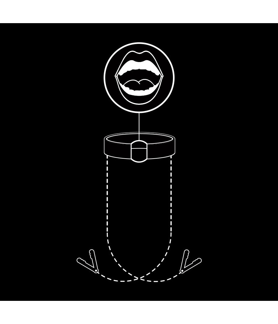 FETISH SUBMISSIVE - ANILLA MORDAZA CON PINZAS PARA PEZONES