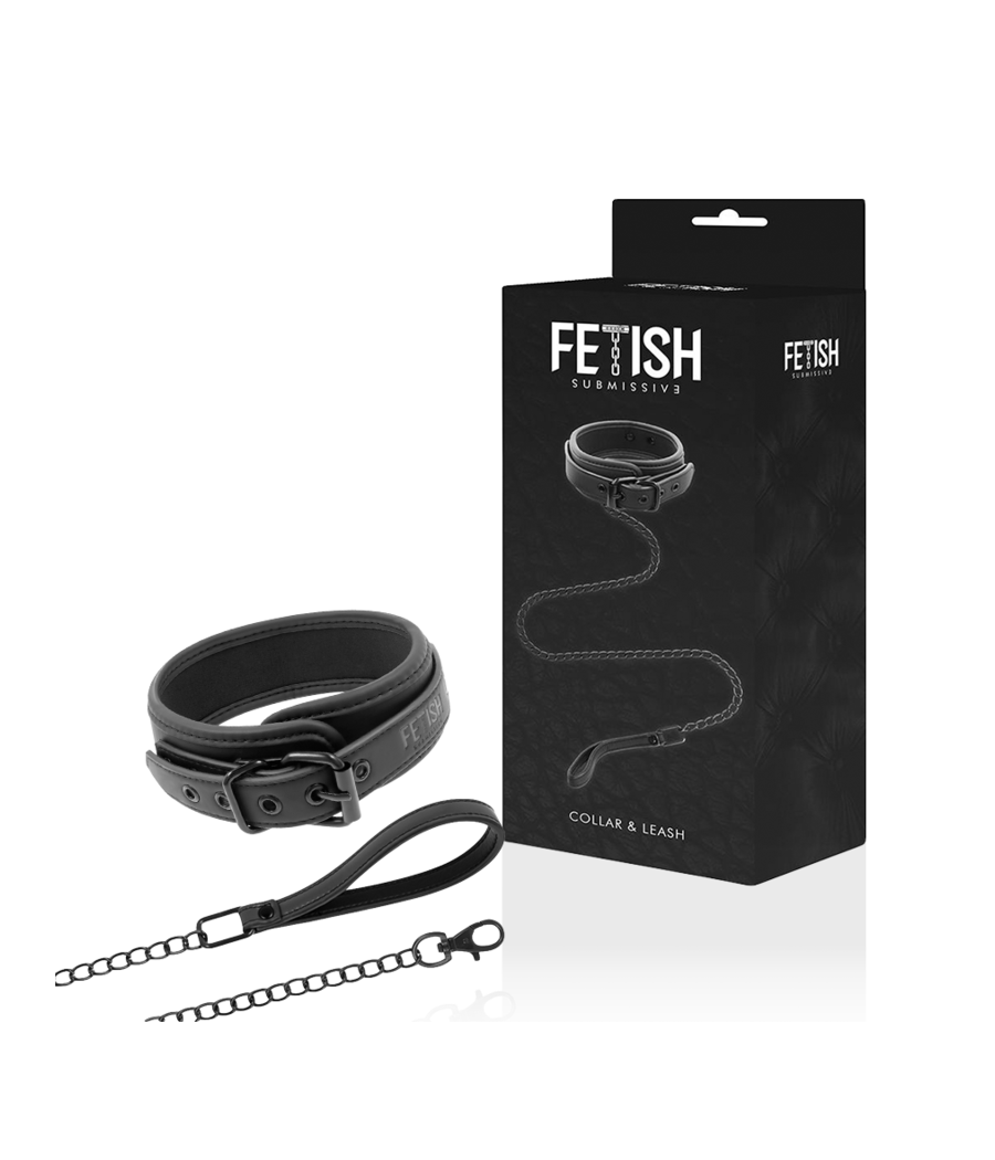 FETISH SUBMISSIVE - COLAR DE CORRENTE COM FORRO DE NOPRENE
