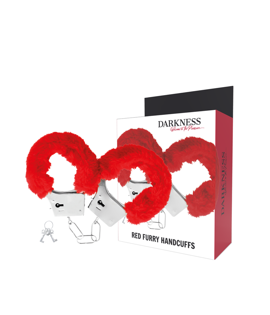 DARKNESS - RED LINED METAL HANDCUFFS