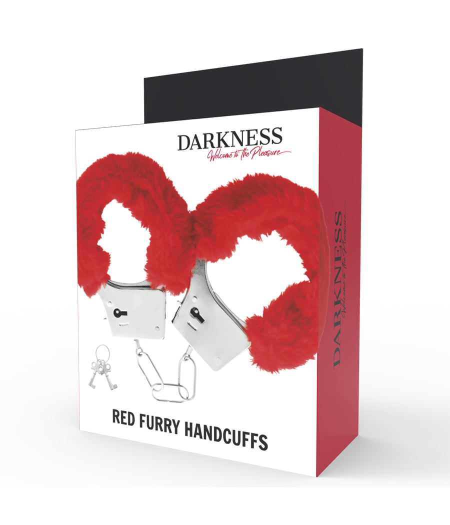 DARKNESS - RED LINED METAL HANDCUFFS