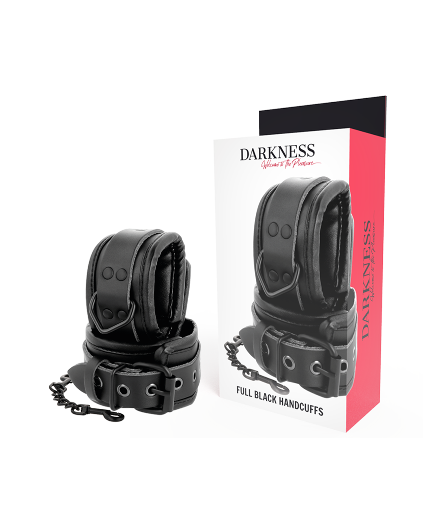 DARKNESS - MENOTTES RÉGLABLES EN CUIR NOIR