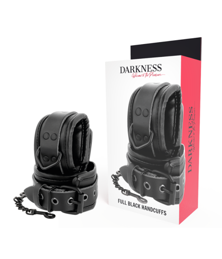 DARKNESS - VERSTELLBARE HANDSCHELLEN AUS SCHWARZEM LEDER