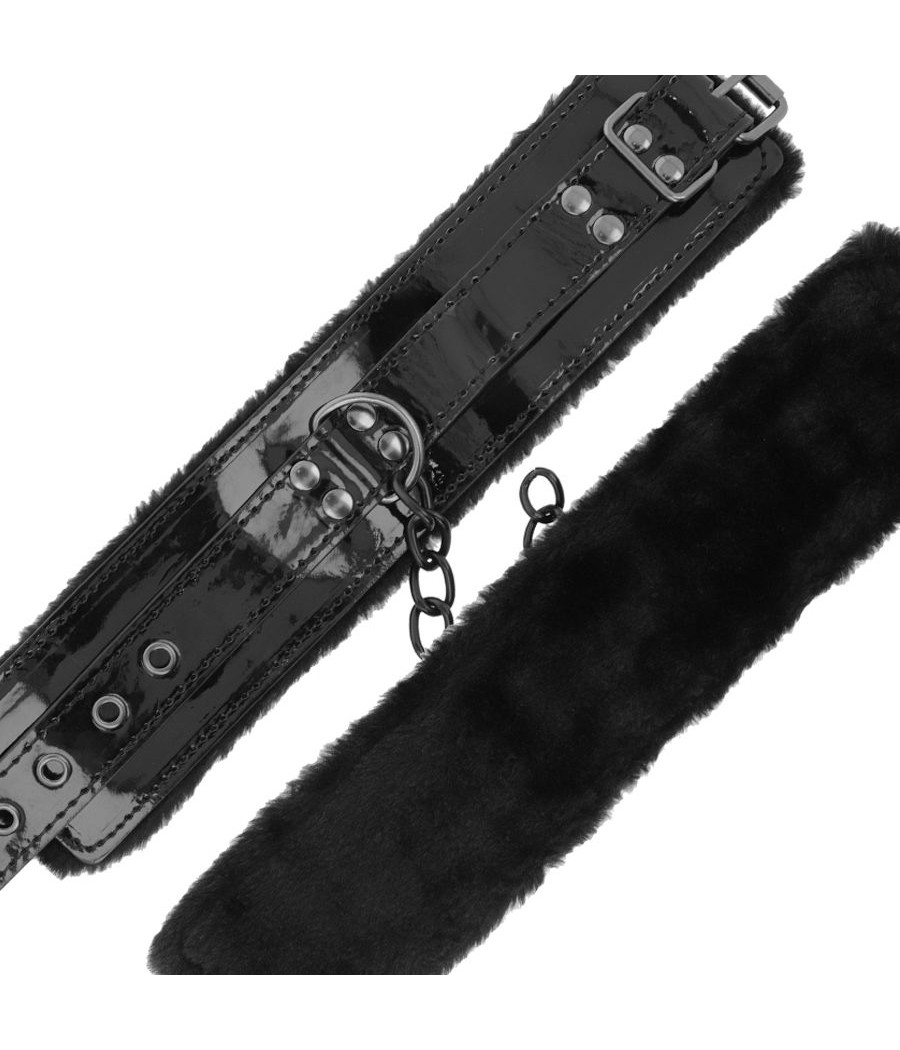 DARKNESS - MANETTE ALLA CAVIGLIA REGOLABILI IN PELLE NERA CON LUCCHETTO