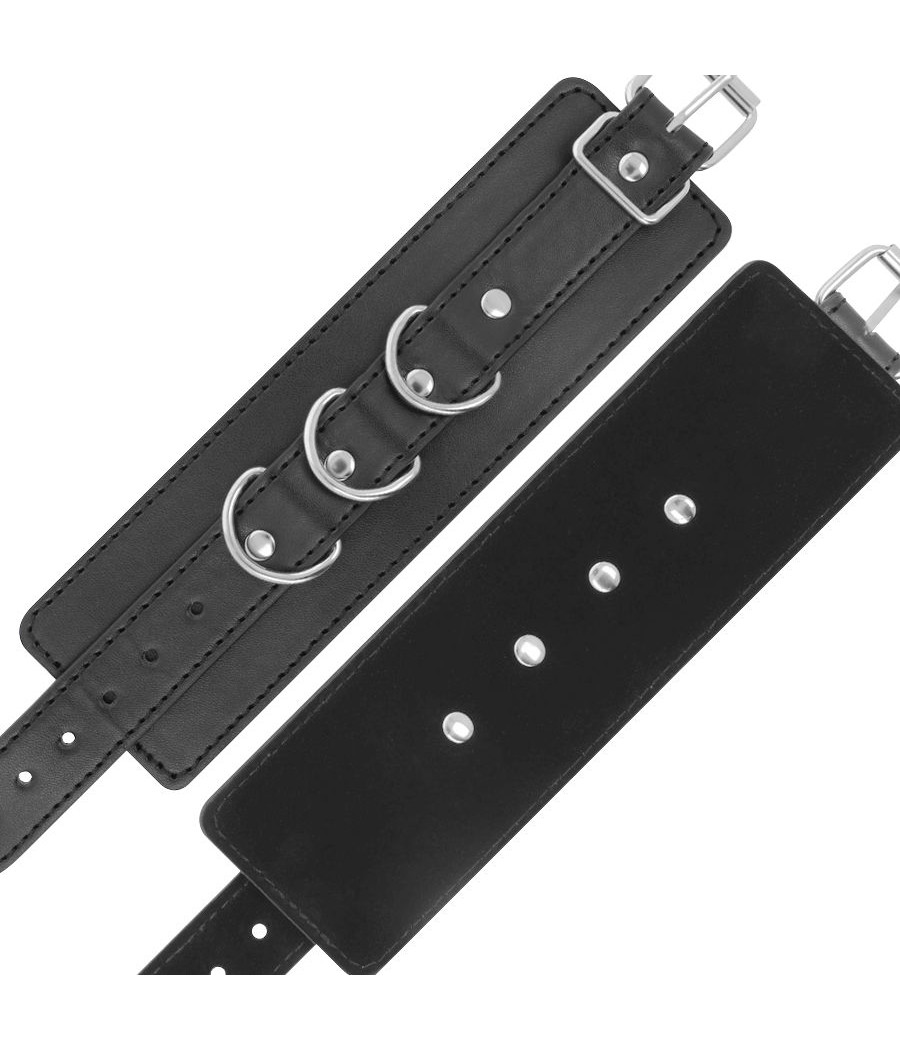 DARKNESS - BLACK ADJUSTABLE LEATHER ANKLE HANDCUFFS