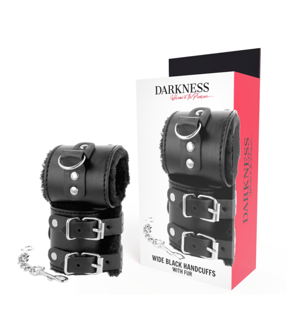 DARKNESS - MENOTTES AJUSTABLES EN CUIR NOIR AVEC DOUBLURE