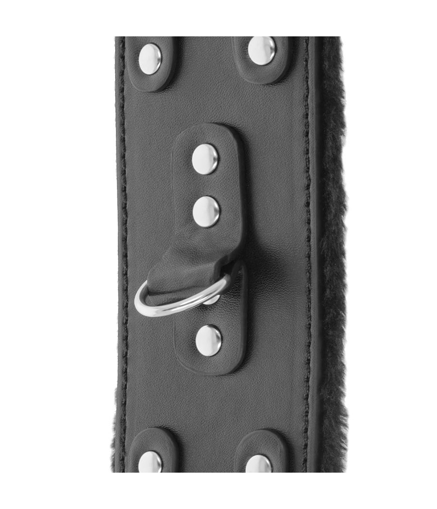 DARKNESS - SCHWARZE, VERSTELLBARE LEDERHANDSCHELLEN MIT FUTTER