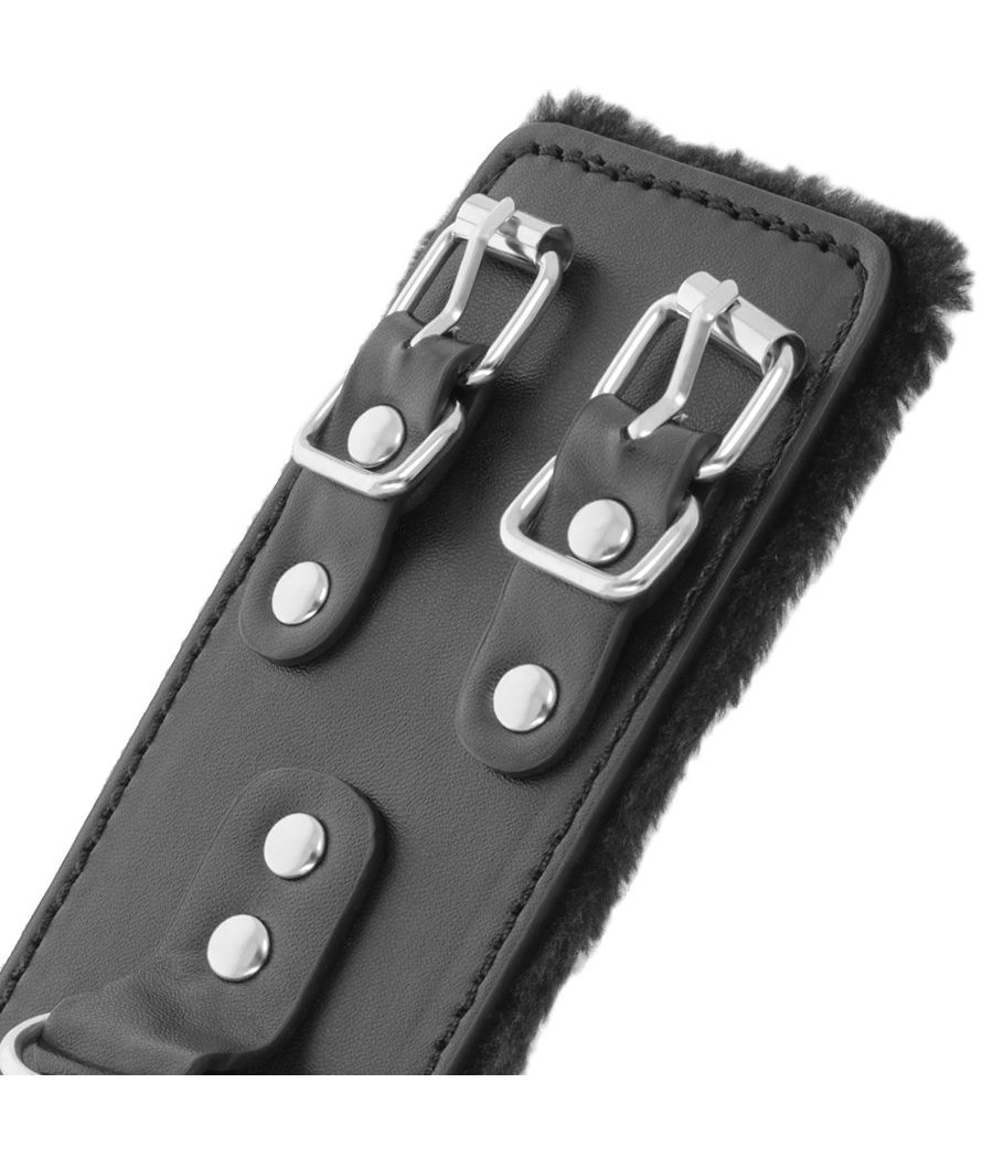 DARKNESS - BLACK ADJUSTABLE LEATHER HANDCUFFS WITH LINING