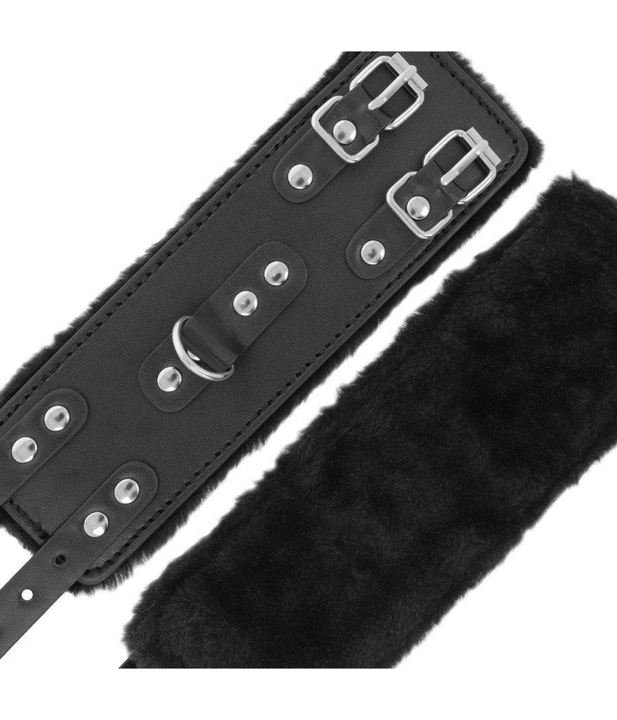 DARKNESS - MENOTTES AJUSTABLES EN CUIR NOIR AVEC DOUBLURE