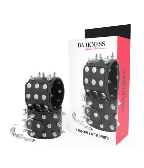DARKNESS - SKULLS AND BONES BLACK SPIKED HANDCUFFS