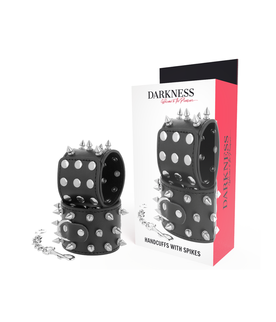 DARKNESS - SKULLS AND BONES SCHWARZE HANDSCHELLEN MIT SPIKES