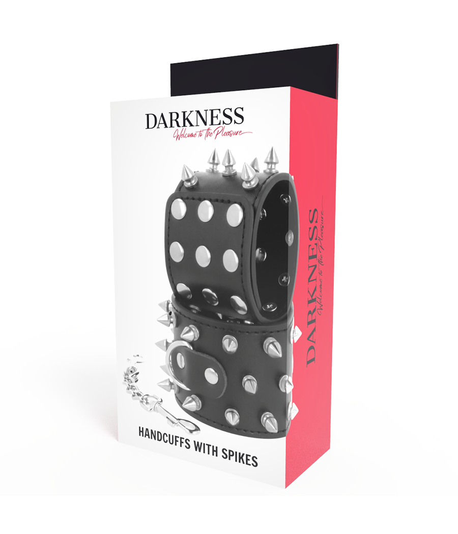 DARKNESS - SKULLS AND BONES BLACK SPIKED HANDCUFFS