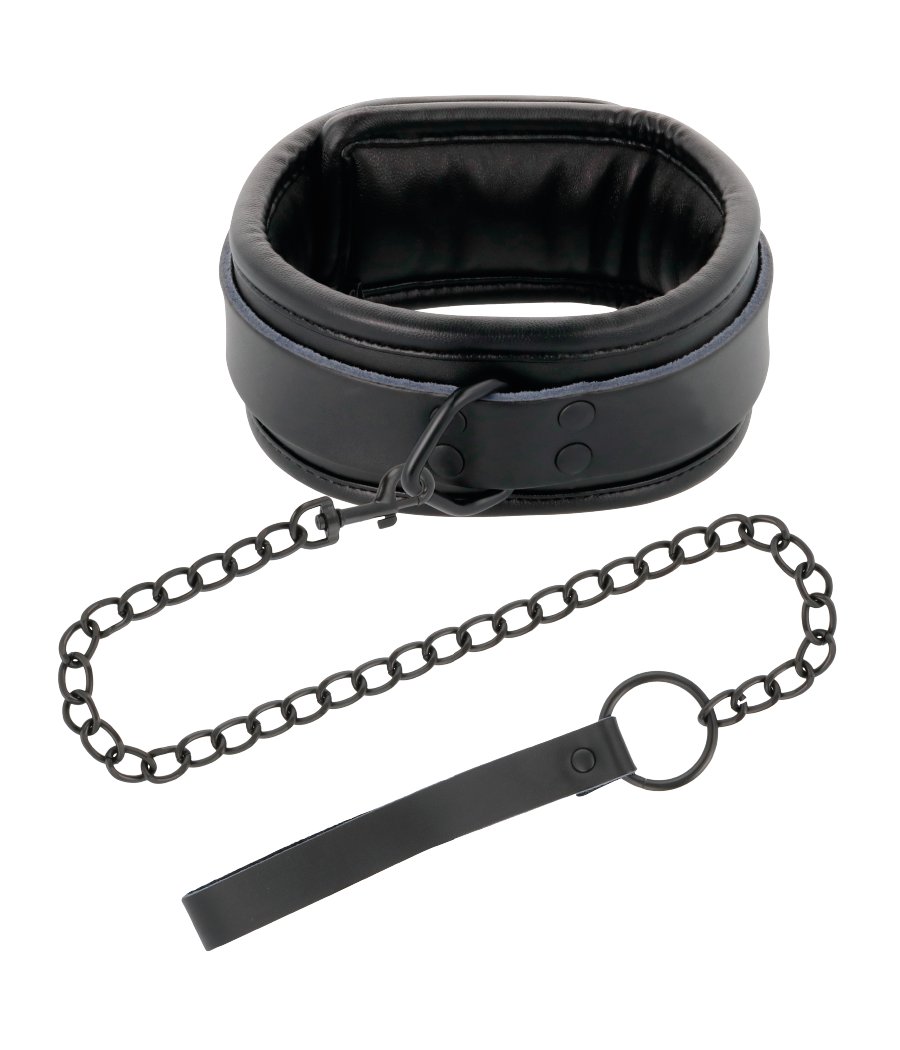 DARKNESS - ESPOSAS Y COLLAR DE CUERO NEGRO
