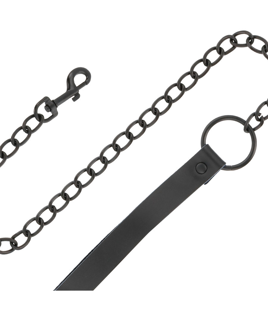 DARKNESS - BLACK LEATHER HANDCUFFS AND COLLAR