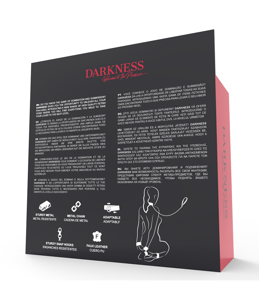 DARKNESS - MENOTTES ET COLLIER EN CUIR NOIR