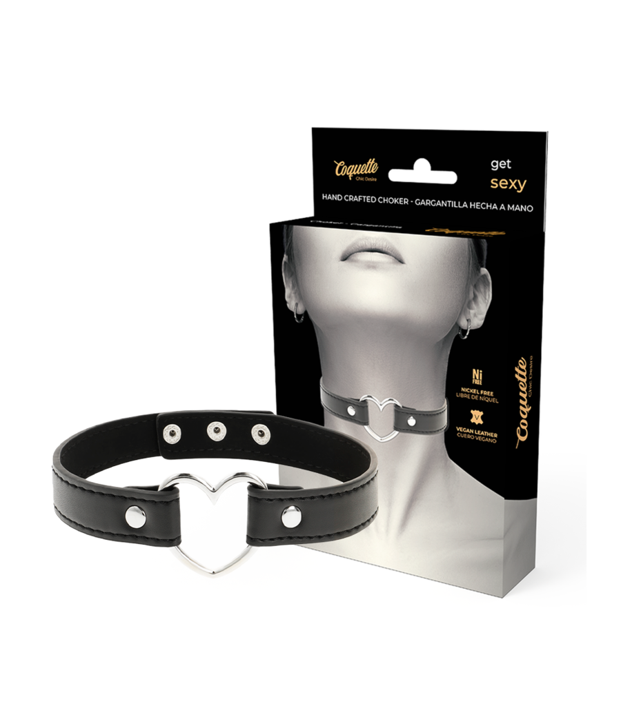 COQUETTE CHIC DESIRE - COLAR DE COURO VEGANO ACESSÓRIO DE CORAO MULHER