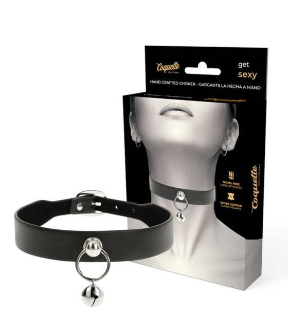 COQUETTE CHIC DESIRE - COLAR DE COURO VEGANO ACESSÓRIO MULHER CHOCALHO/ARO