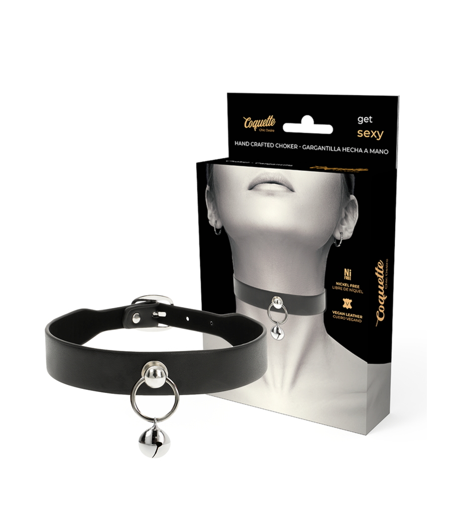 COQUETTE CHIC DESIRE - VEGANE LEDER-HALSKETTE DAMEN-ACCESSOIRE RASSEL/REIFEN