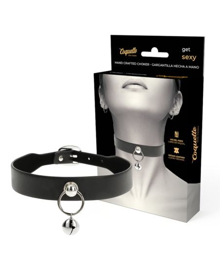 COQUETTE CHIC DESIRE - COLAR DE COURO VEGANO ACESSÓRIO MULHER CHOCALHO/ARO
