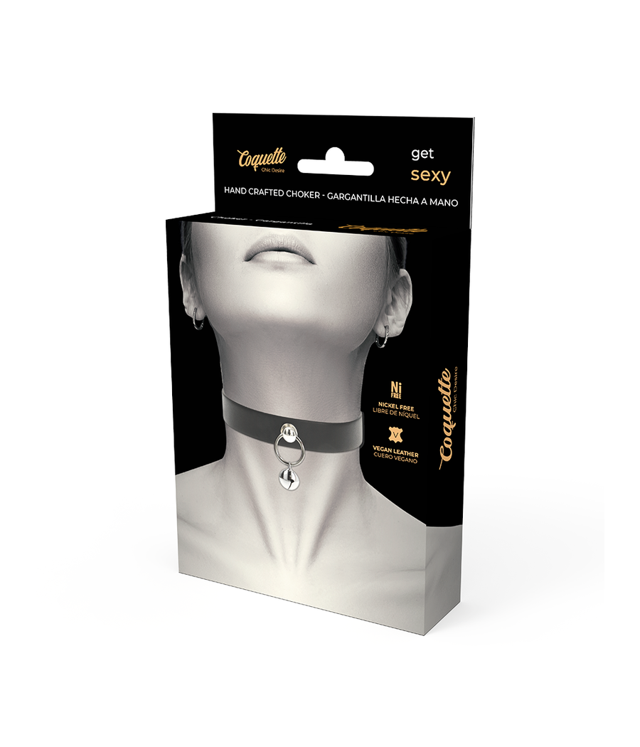 COQUETTE CHIC DESIRE - COLAR DE COURO VEGANO ACESSÓRIO MULHER CHOCALHO/ARO