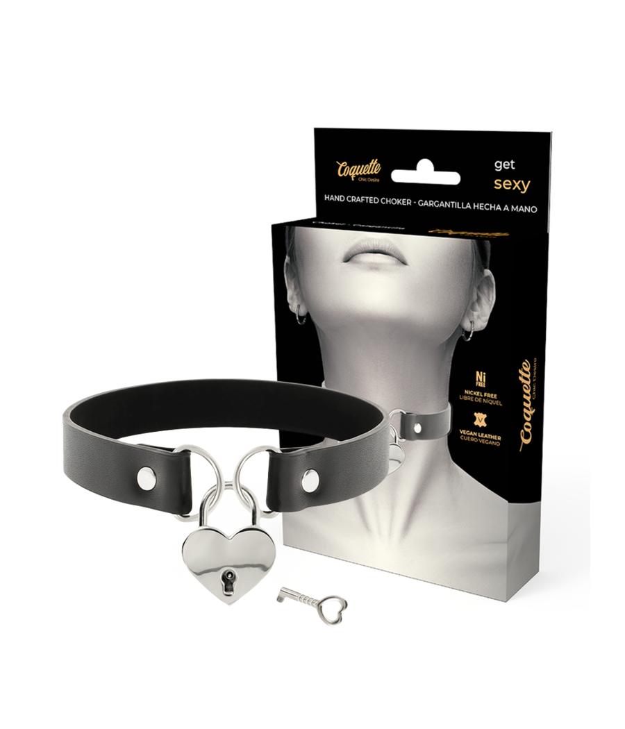 COQUETTE CHIC DESIRE - VEGANE LEDER-HALSKETTE MIT HERZ-ACCESSOIRE MIT SCHLÜSSEL