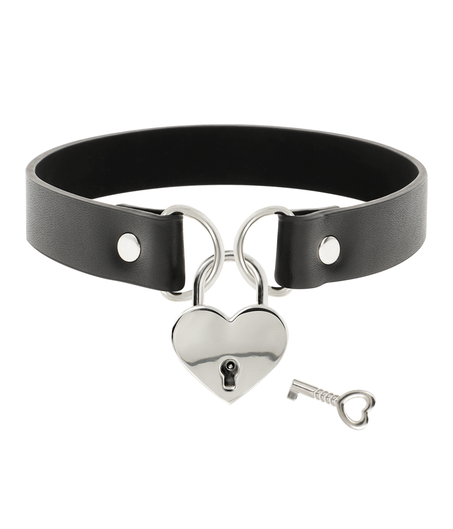 COQUETTE CHIC DESIRE - VEGANE LEDER-HALSKETTE MIT HERZ-ACCESSOIRE MIT SCHLÜSSEL