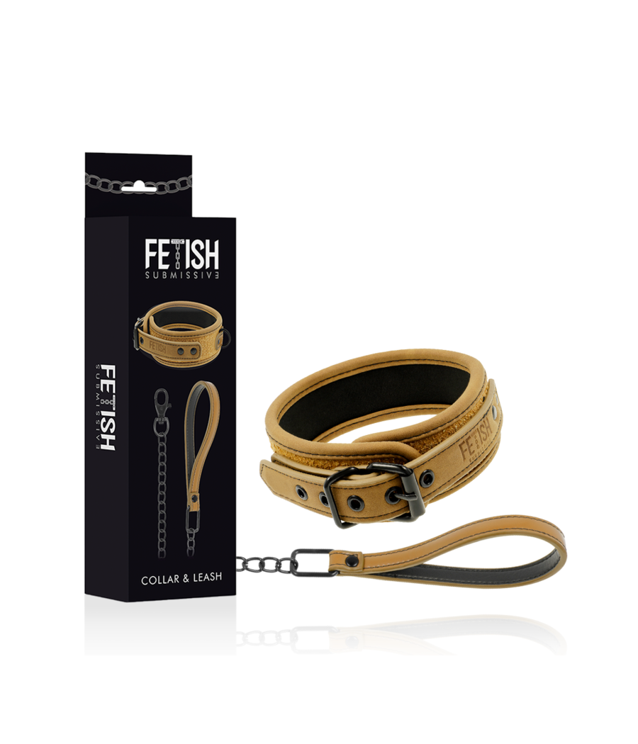 FETISH SUBMISSIVE ORIGIN - COLLIER CHAÎNE DOUBLÉE DE NÉOPRÈNE