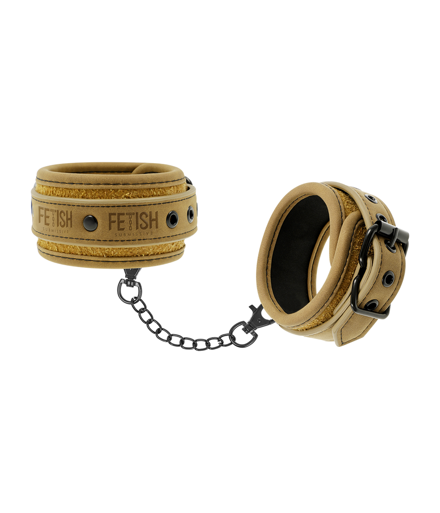 FETISH SUBMISSIVE ORIGEN - VEGAN LEATHER ANKLE CUFFS WITH NEOPRENE LINING