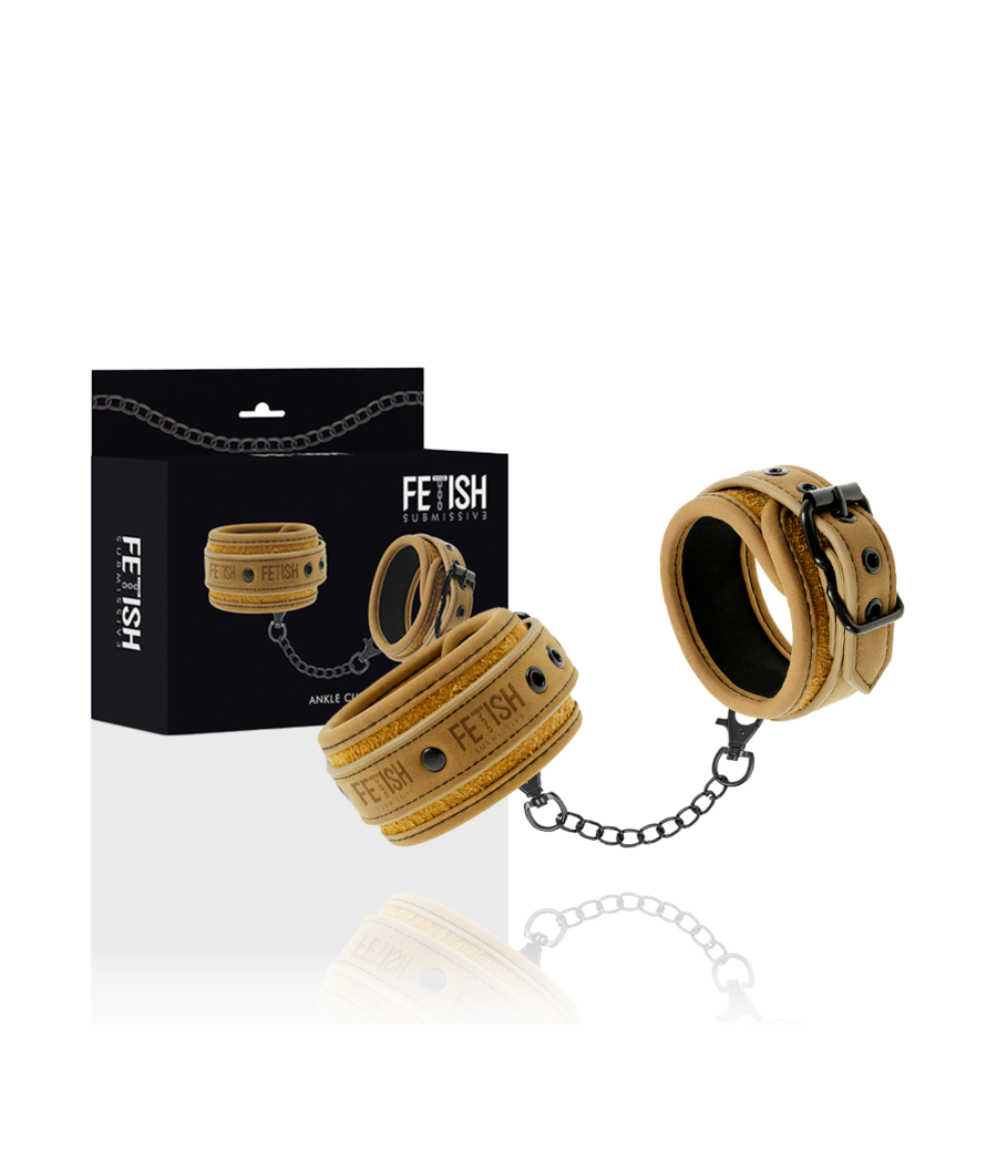 FETISH SUBMISSIVE ORIGEN - MENOTTES DE CHEVILLE EN CUIR VÉGÉTALIEN AVEC DOUBLURE EN NÉOPRÈNE