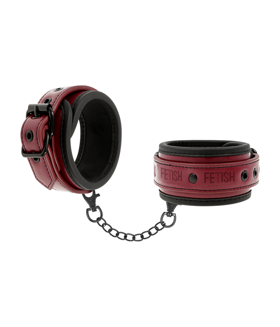 FETISH SUBMISSIVE DARK ROOM - HANDSCHELLEN AUS VEGANEM LEDER MIT NEOPRENFUTTER