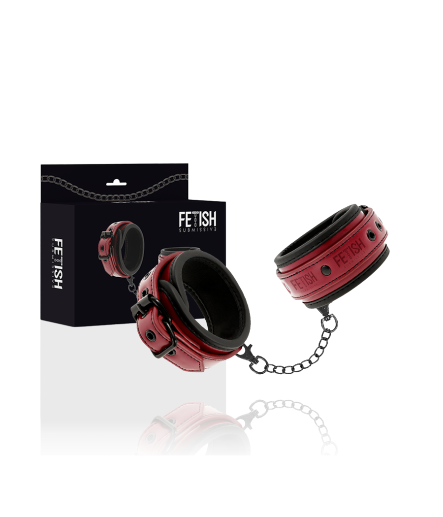 FETISH SUBMISSIVE DARK ROOM - HANDSCHELLEN AUS VEGANEM LEDER MIT NEOPRENFUTTER