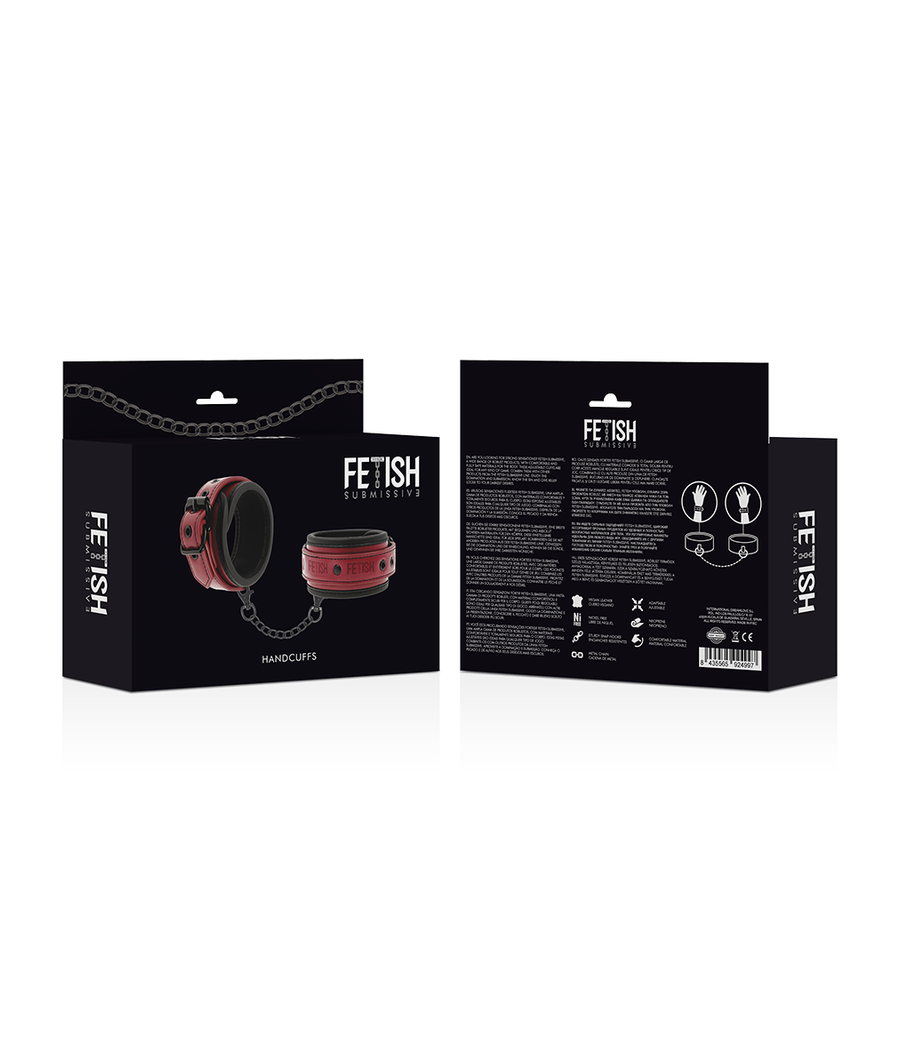 FETISH SUBMISSIVE DARK ROOM - MANETTE VEGAN IN PELLE CON FODERA IN NEOPRENE