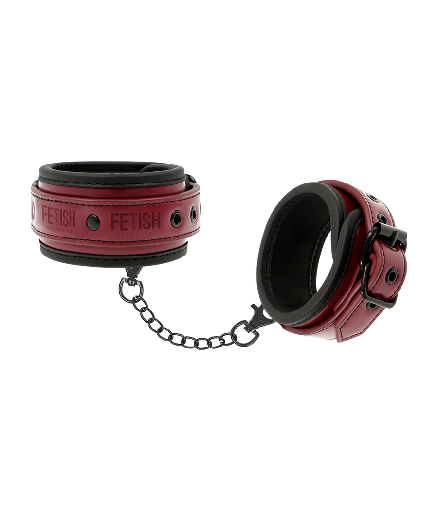 FETISH SUBMISSIVE DARK ROOM - ALGEMAS DE TORNOZELO DE COURO VEGANO COM FORRO DE NEOPRENE