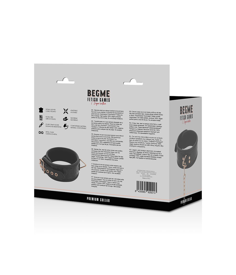 BEGME - BLACK EDITION PREMIUM VEGAN LEATHER COLLAR WITH NEOPRENE LINING