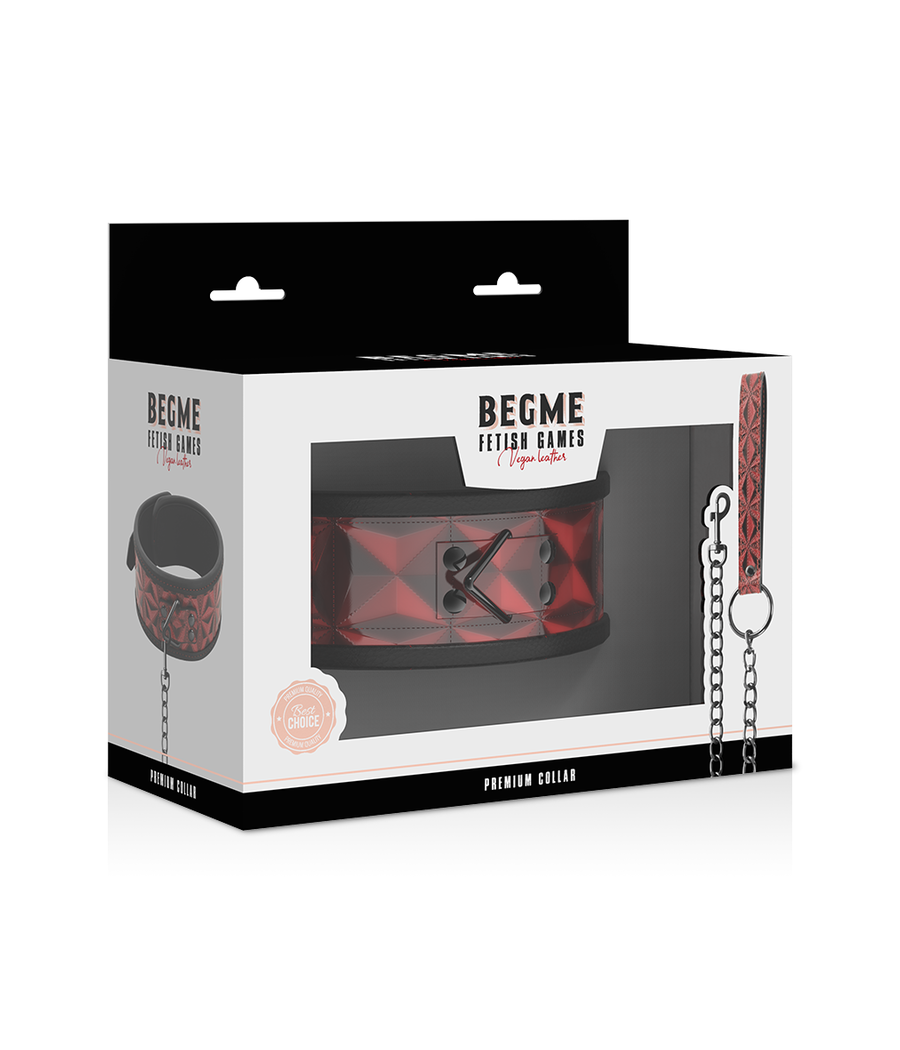 BEGME - RED EDITION COLLAR CUERO VEGANO CON FORRO DE NEOPRENO