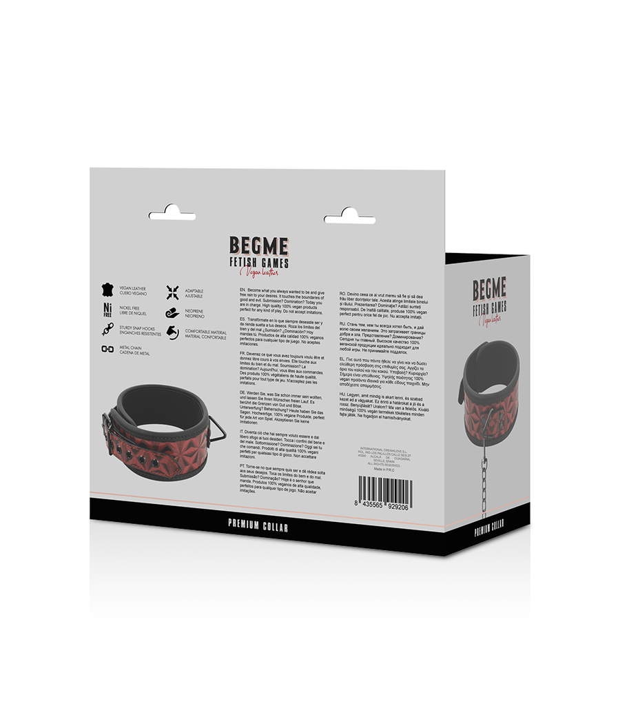 BEGME - COLAR DE COURO VEGANO PREMIUM RED EDITION COM FORRO DE NEOPRENE
