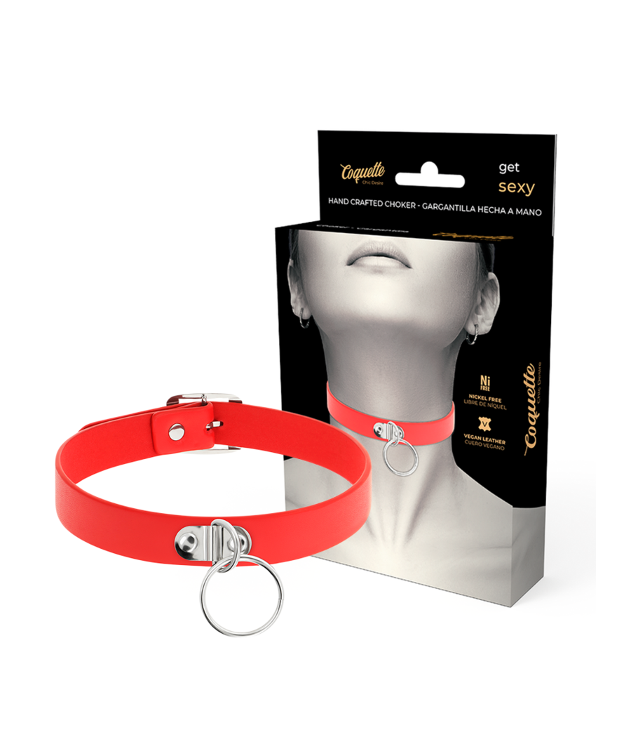 COQUETTE CHIC DESIRE - COLLANA IN PELLE VEGANA ROSSA ACCESSORIO FETISH DONNA