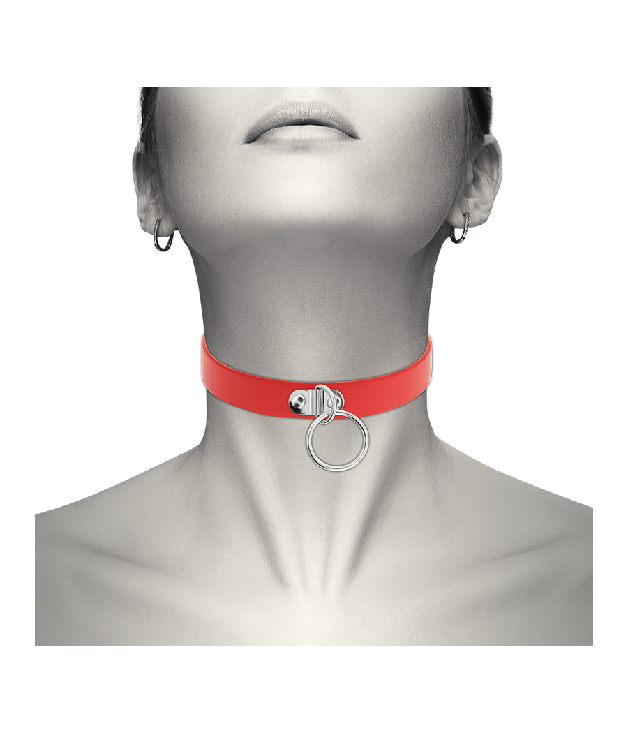 COQUETTE CHIC DESIRE - ROTE HALSKETTE AUS VEGANEM LEDER FETISCH-ACCESSOIRE FÜR FRAUEN