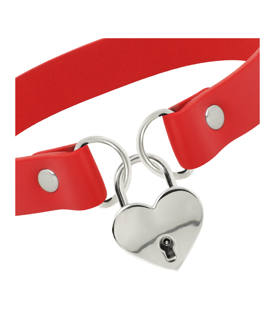 COQUETTE CHIC DESIRE - COLLIER EN CUIR VEGAN ROUGE AVEC ACCESSOIRE COEUR AVEC CL?