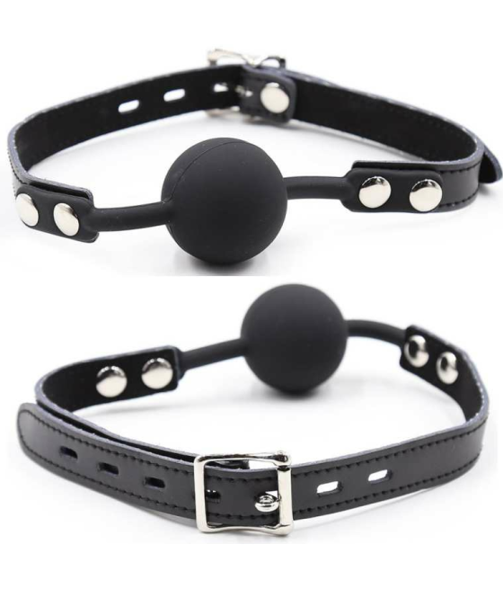 OHMAMA FETISH - BALL GAG IN SILICONE CON CINTURA IN PELLE (LUCCHETTO INCLUSO)
