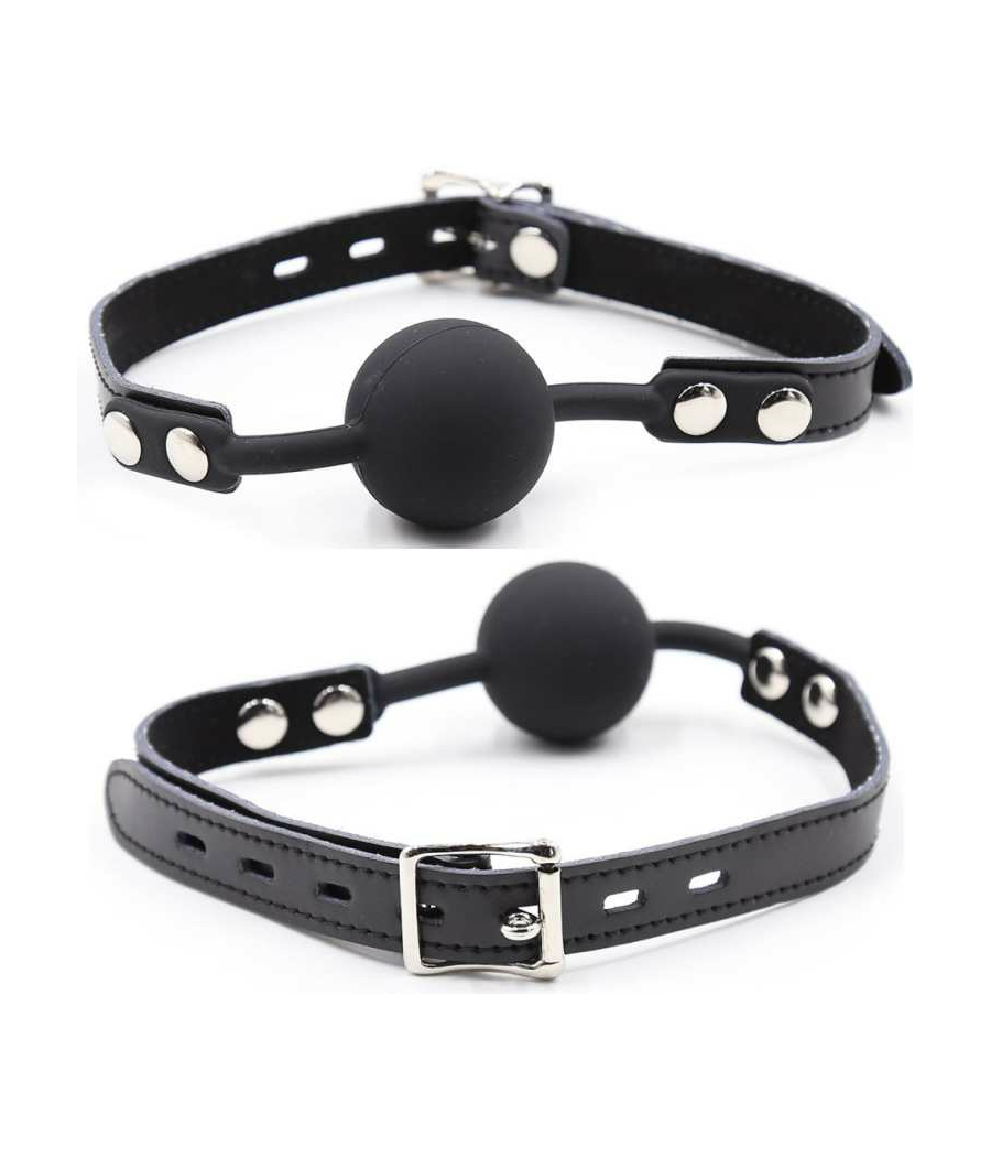 OHMAMA FETISH - BÂILLON BALLE EN SILICONE AVEC CEINTURE EN CUIR (CADENAS INCLUS)