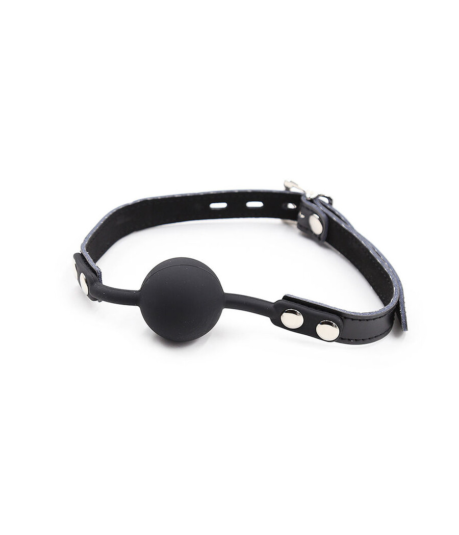 OHMAMA FETISH - SILICONE BALL GAG WITH LEATHER BELT (PADLOCK INCLUDED)