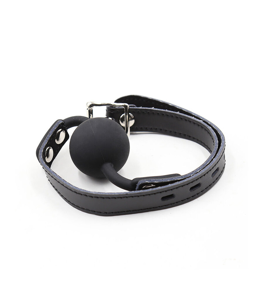 OHMAMA FETISH - BALL GAG IN SILICONE CON CINTURA IN PELLE (LUCCHETTO INCLUSO)