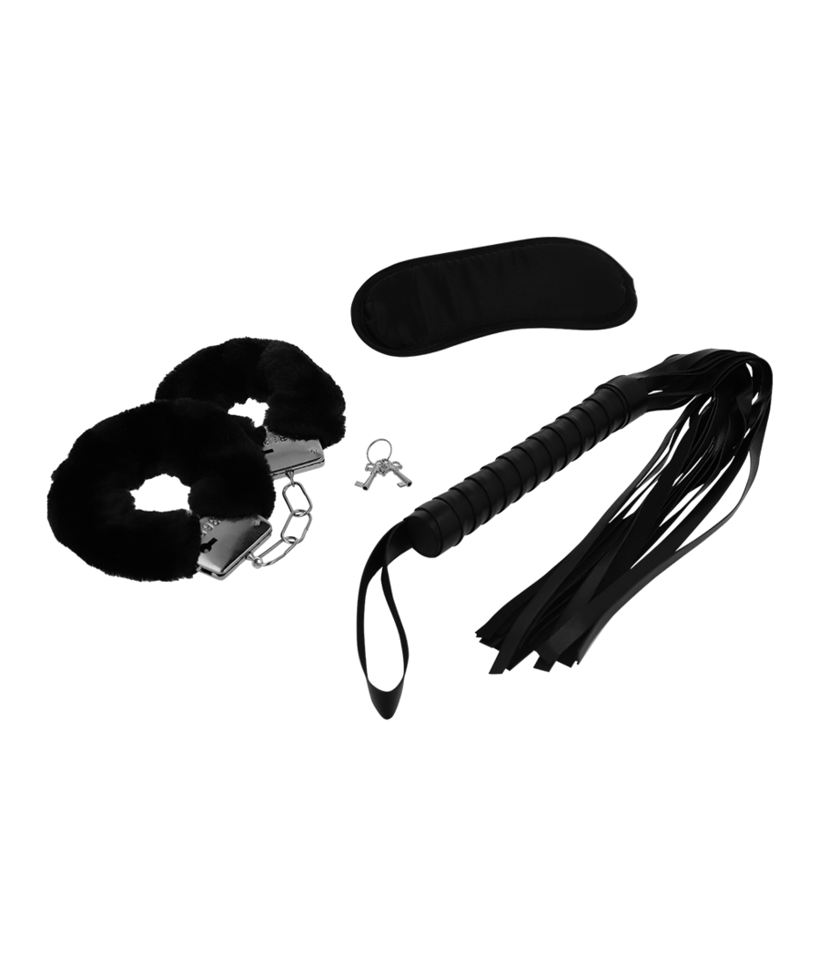 INTENSE - FETISH EROTIKSPIELSET 1 MIT HANDSCHELLEN, BLINDMASKE UND PEITSCHE
